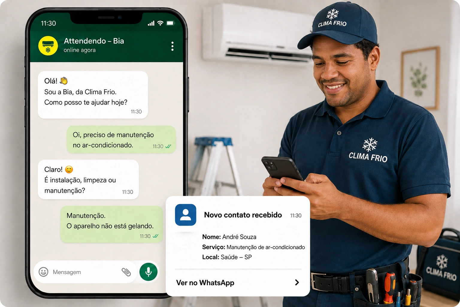 Exemplo de atendimento para empresa de ar-condicionado