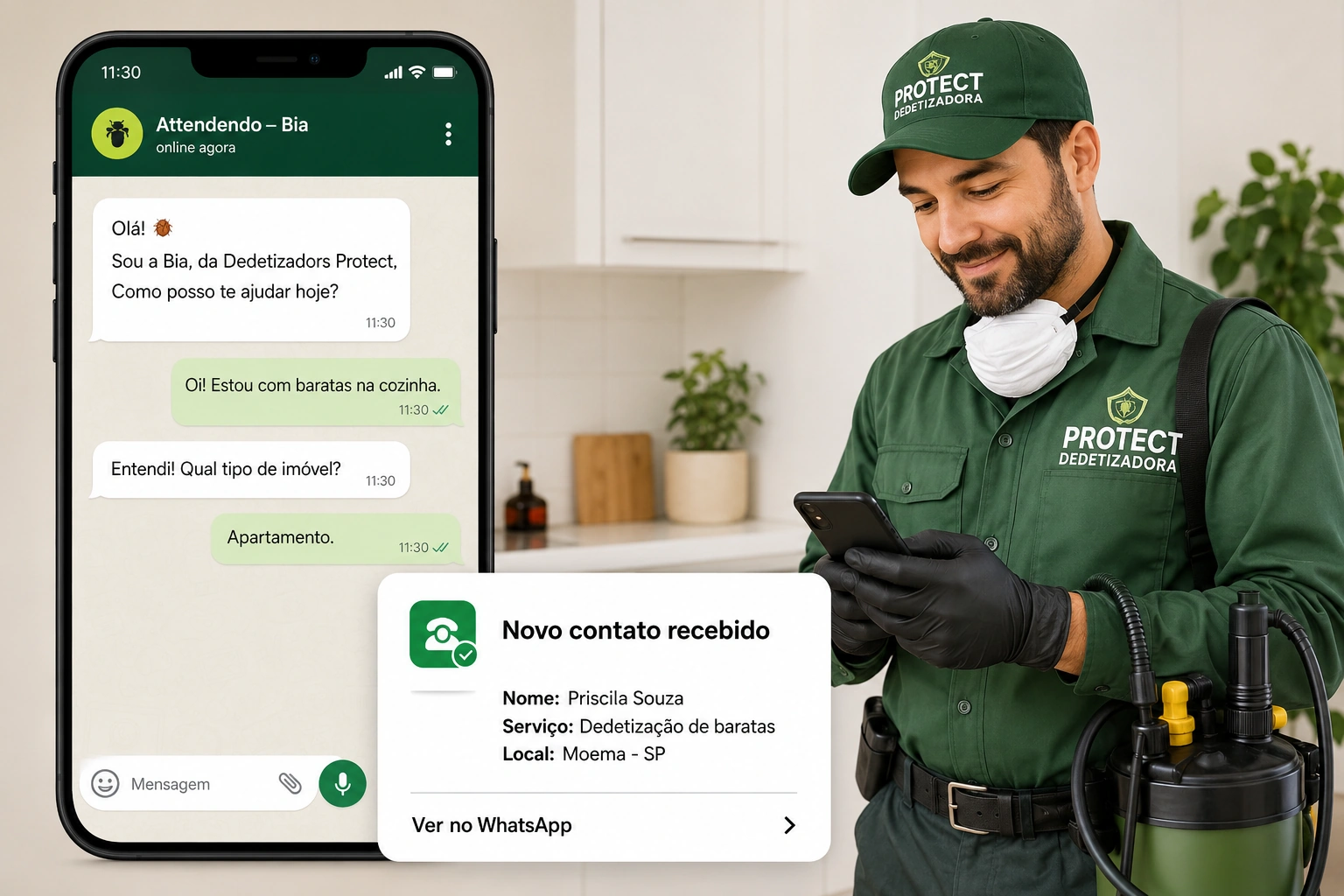 Exemplo de atendimento para empresa de dedetização